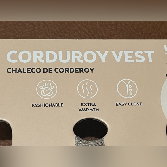 Soft & warm Sherpa lined vest for a medium dog. Corduroy, snap buttons. Brown - Picture 3 of 10